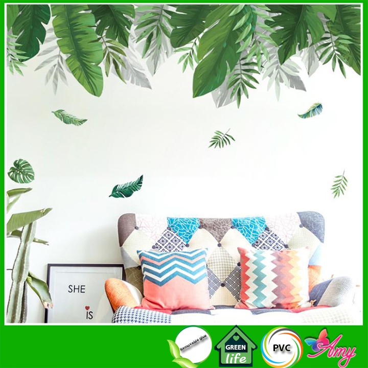 Decal dán tường giàn lá cây 3d - decal amyshop