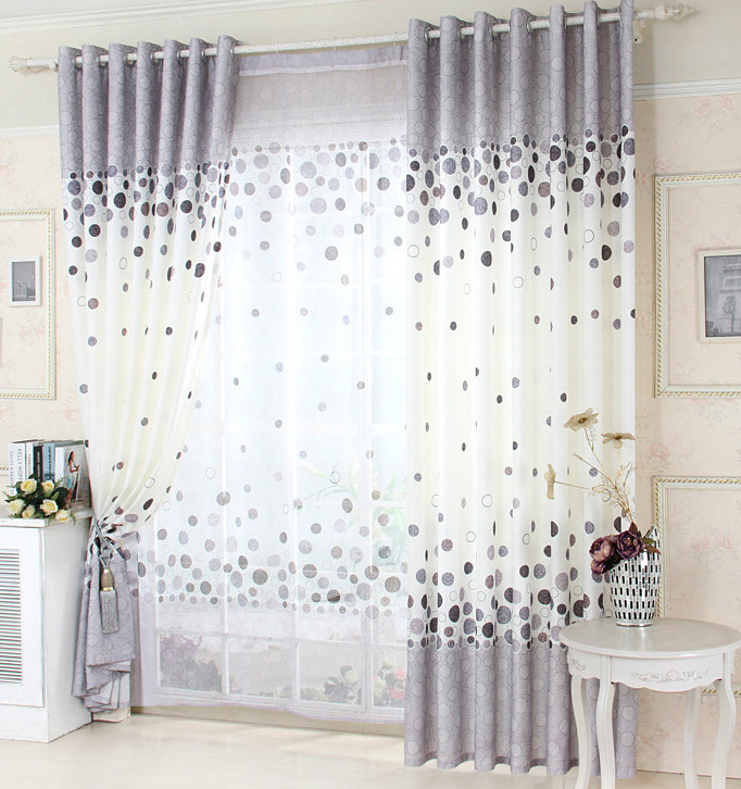 RÈM TREO TRANG TRÍ CAO CẤP CAO 2M7 NHIỀU SIZE MẪU CHẤM BI TRÒN XANH ,XÁM