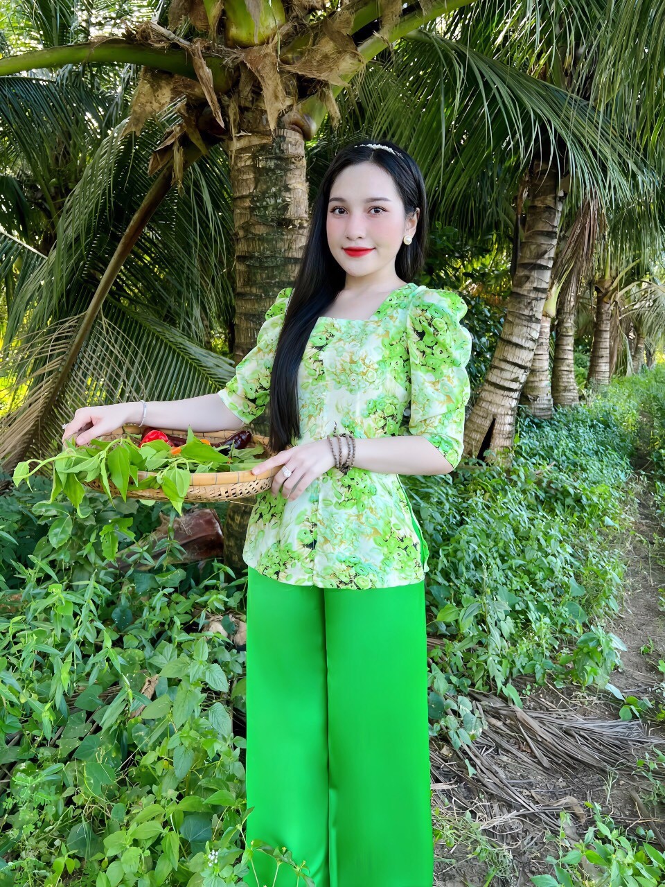 SÉT BỘ BÀ BA CỔ VUÔNG NÚT NGỌC SIÊU XINH