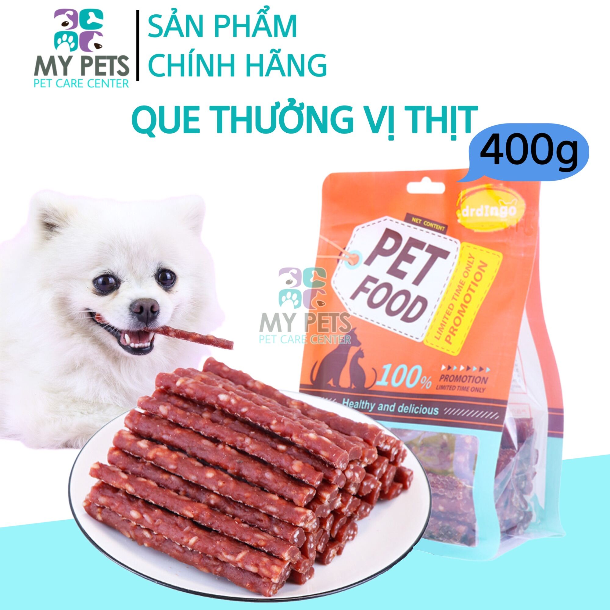 Que thưởng gặm sạch răng cho chó - Túi 400g