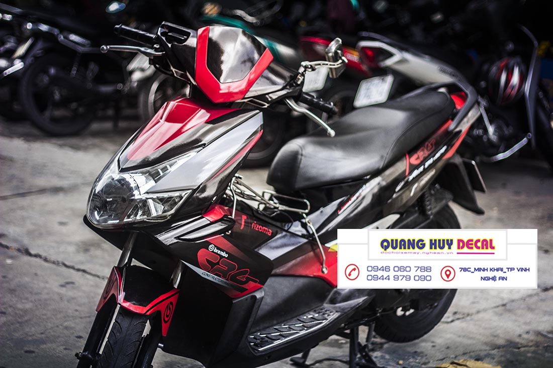Tem trùm air blade đỏ đen , tem trùm xe air blade, tem xe ab, tem dán xe máy ab đỏ đen CRG