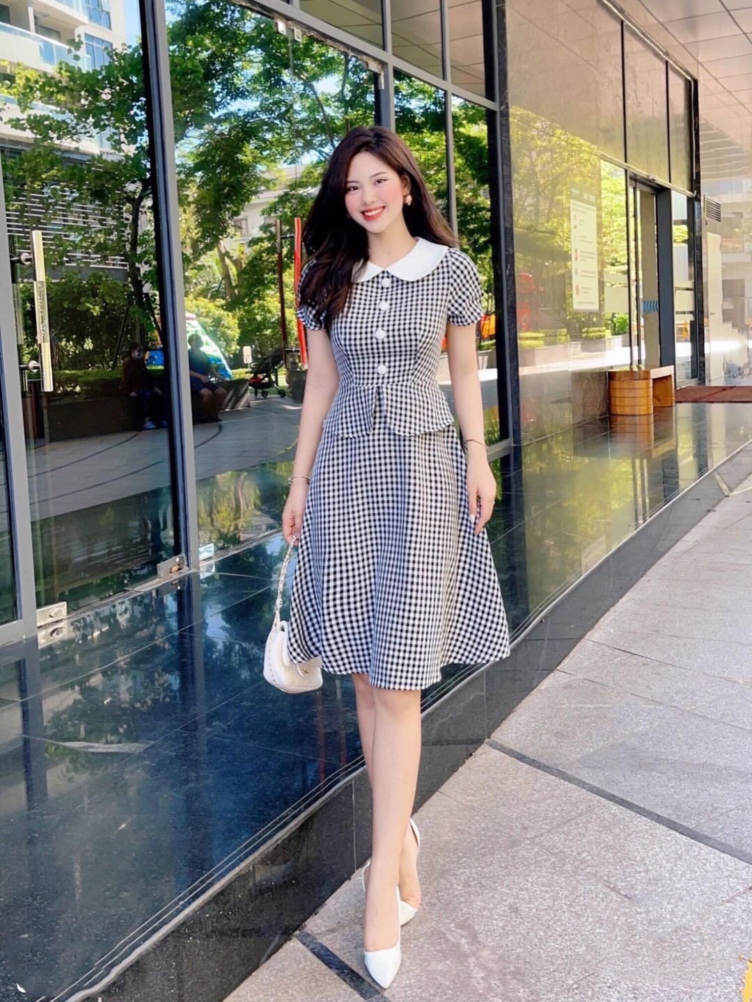 ĐẦM XOÈ CARO CỔ SEN