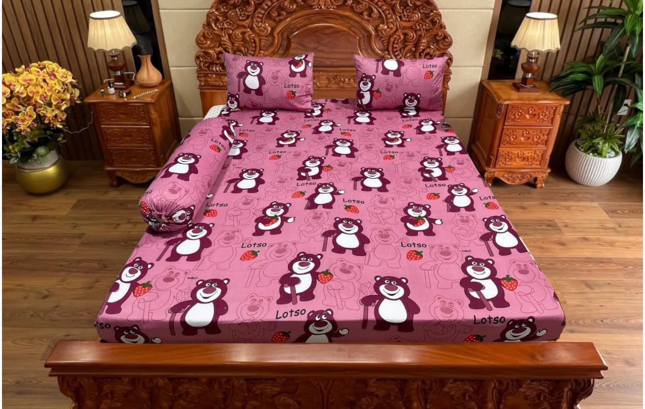 Bộ drap ga thun Hàn quốc (MẪU GẤU BÔNG) mới chất đẹp