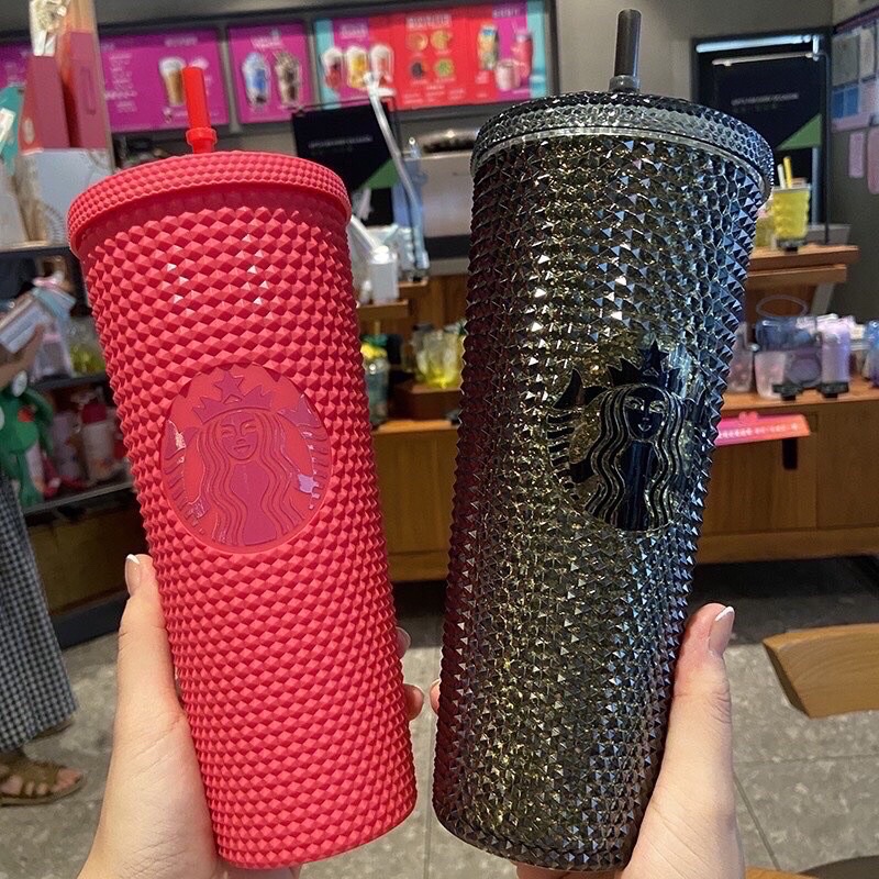 Ly Giữ Nhiệt Kim Cương Cao Cấp , Giữ Nhiệt nóng lạnh - Tặng Kèm Ống Hút Starbucks Bling Bling