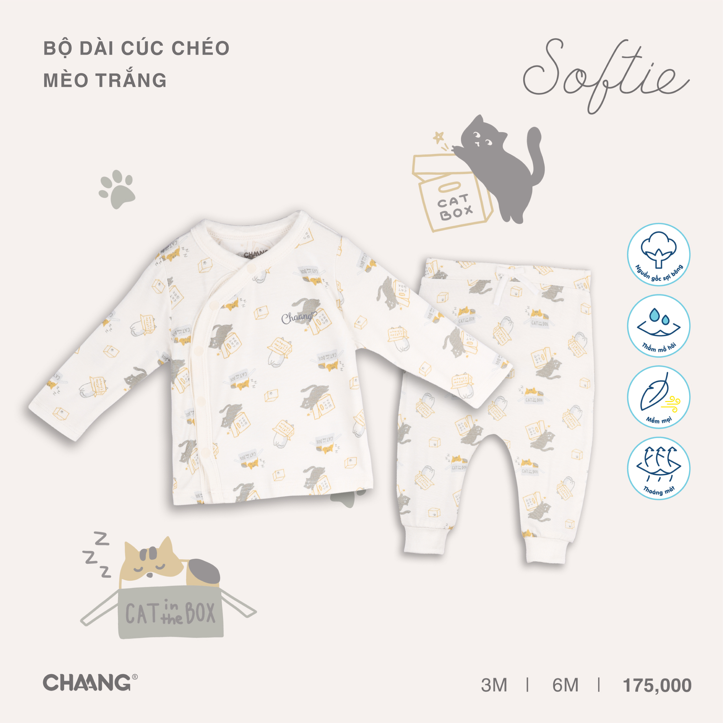 [CHAANG] Bộ dài cúc chéo Mèo Chaang