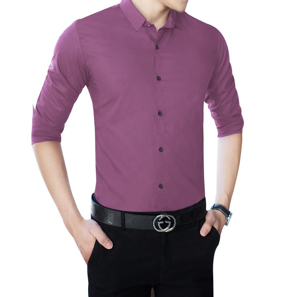 Combo 2 áo sơ mi lụa trơn (trắng + hồng đậm)