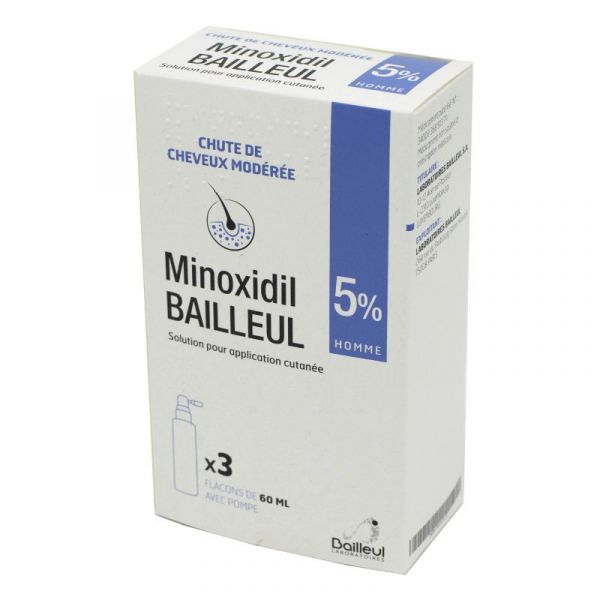 Xịt mọc tóc, ngăn rụng tóc Minoxidil Bailleul 5% - Hộp 3 lọ 60ml