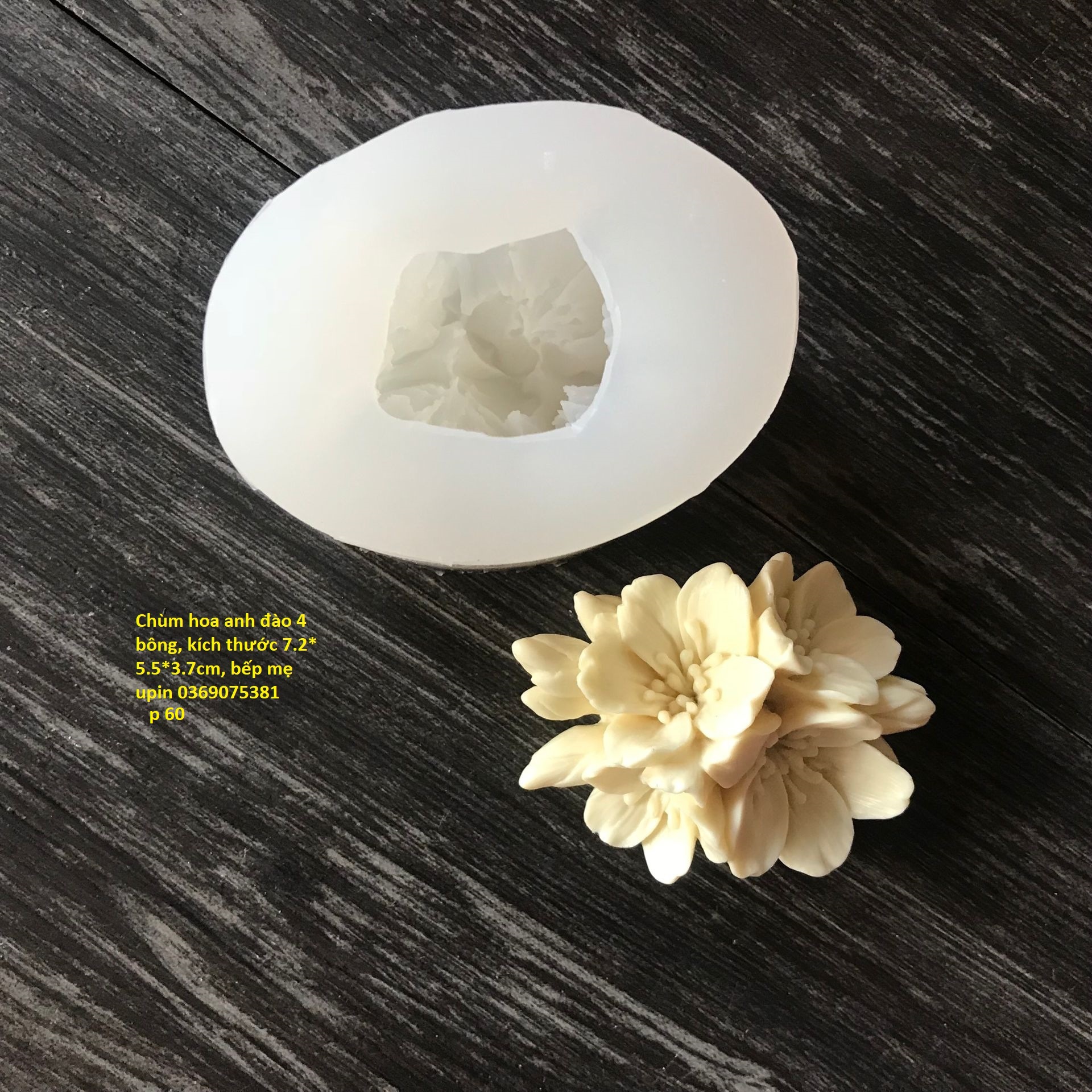 [KHUÔN 4D SALE] khuôn silicon chùm hoa anh đào 7cm