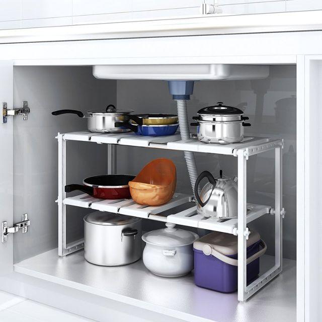 [HCM]Kệ gầm bếp co giãn 2 tầng đa năng