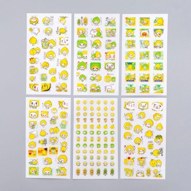 Bộ 6 tấm sticker Heo hồng, trái đào