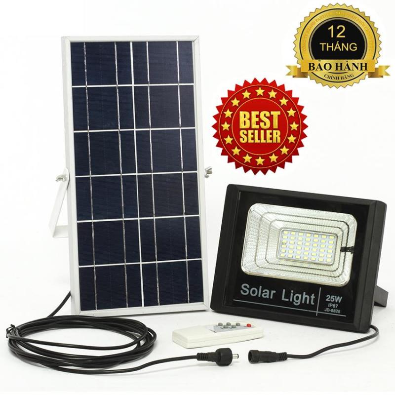 ĐÈN NĂNG LƯỢNG MẶT TRỜI SOLAR LIGHT JD-8825 công suất 25W công nghệ IP67 chống nước, Pin 9600mah, chế độ bật tắt tự động, có điều khiển từ xa
