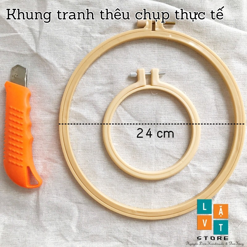 [Handmade] Khung thêu tròn giả tre bằng nhựa chắc chắn để đan, may vá...