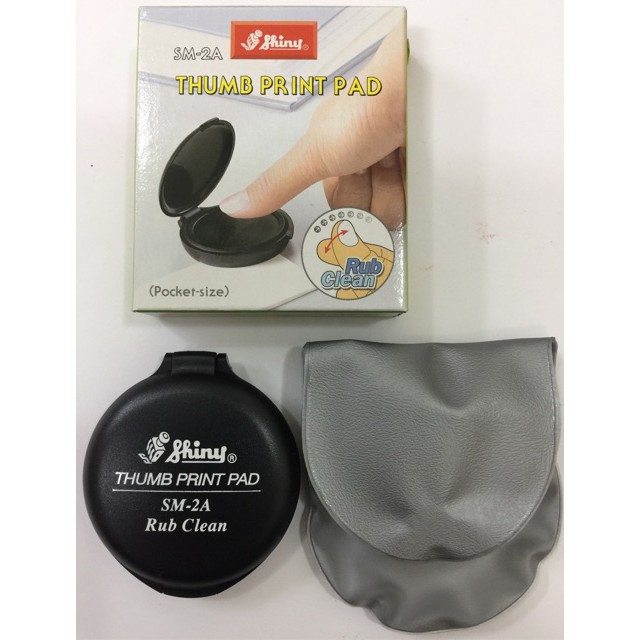Khay tampon mực lăn tay màu đen Shiny Thumb print pad SM-2A - Hộp mực lăn chỉ tay SM 2 A không dính tay