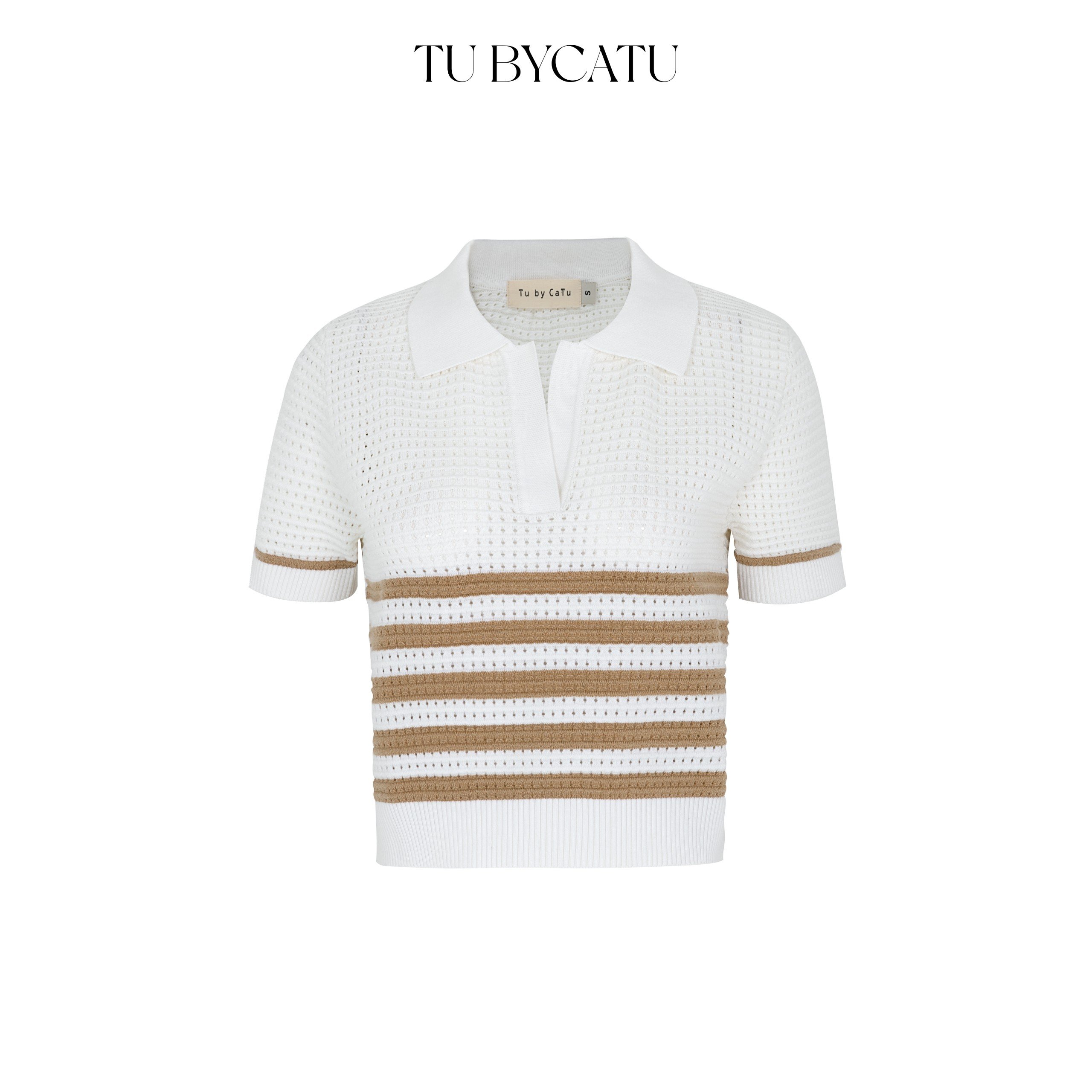 TUBYCATU | Áo basic stripe polo brown/ black