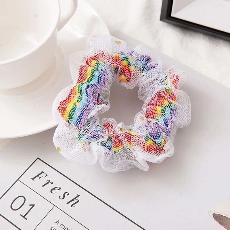 Cột (Buộc) tóc Scrunchies Cầu Vồng