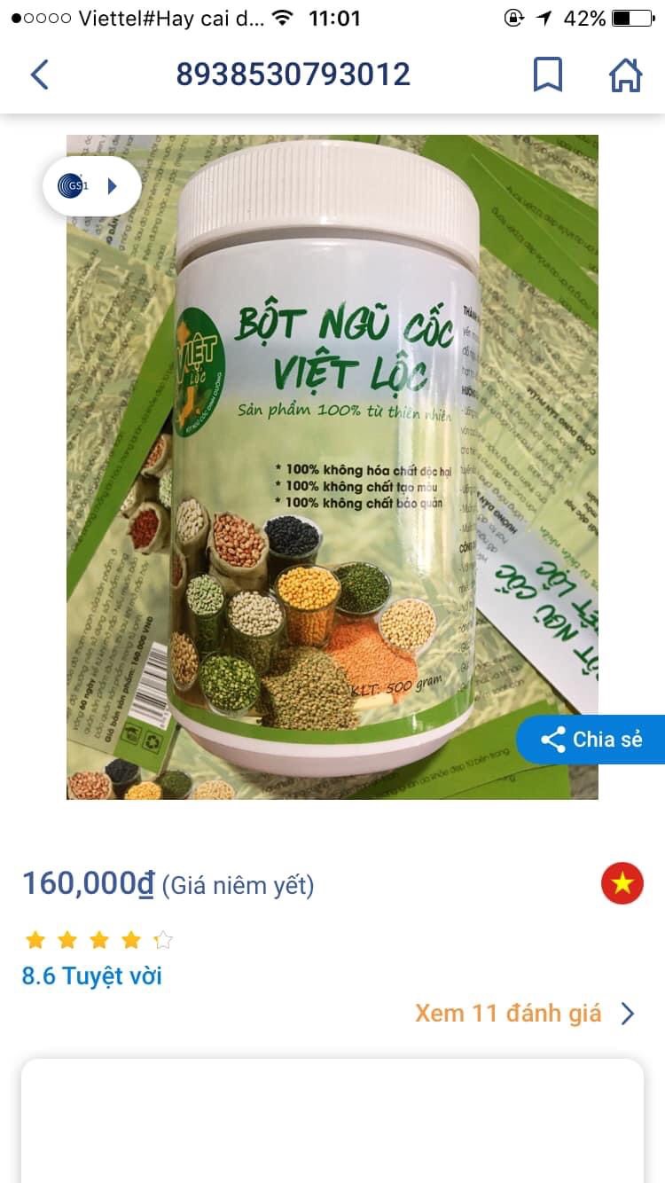 1 hộp Bột Ngũ Cốc Việt Lộc 500g