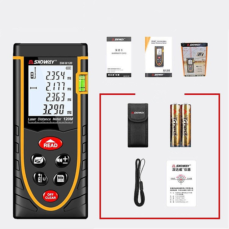Thước Đo Khoảng Cách Bằng Tia Laser SNDWAY Phạm Vi 50m(SW-M50)/70m(SW-M70)/120m(SW-M120) Cao Cấp