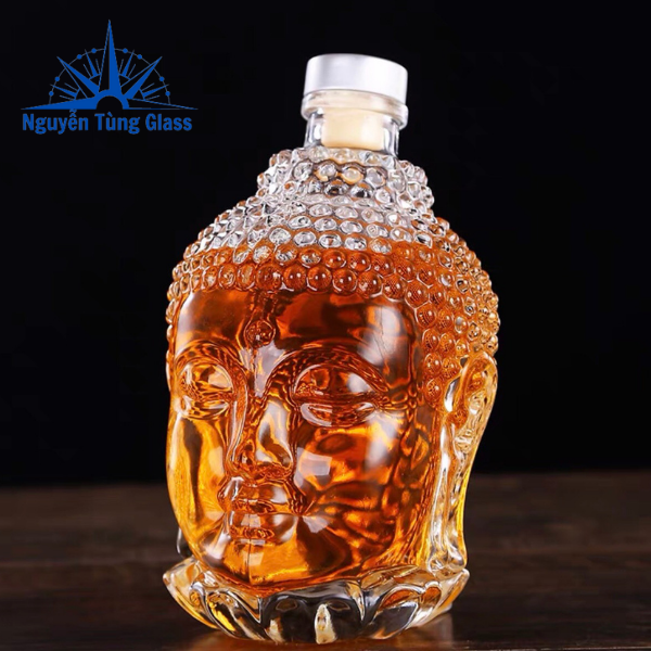 chai thuỷ tinh đựng rươu 750ml hình phật thủ