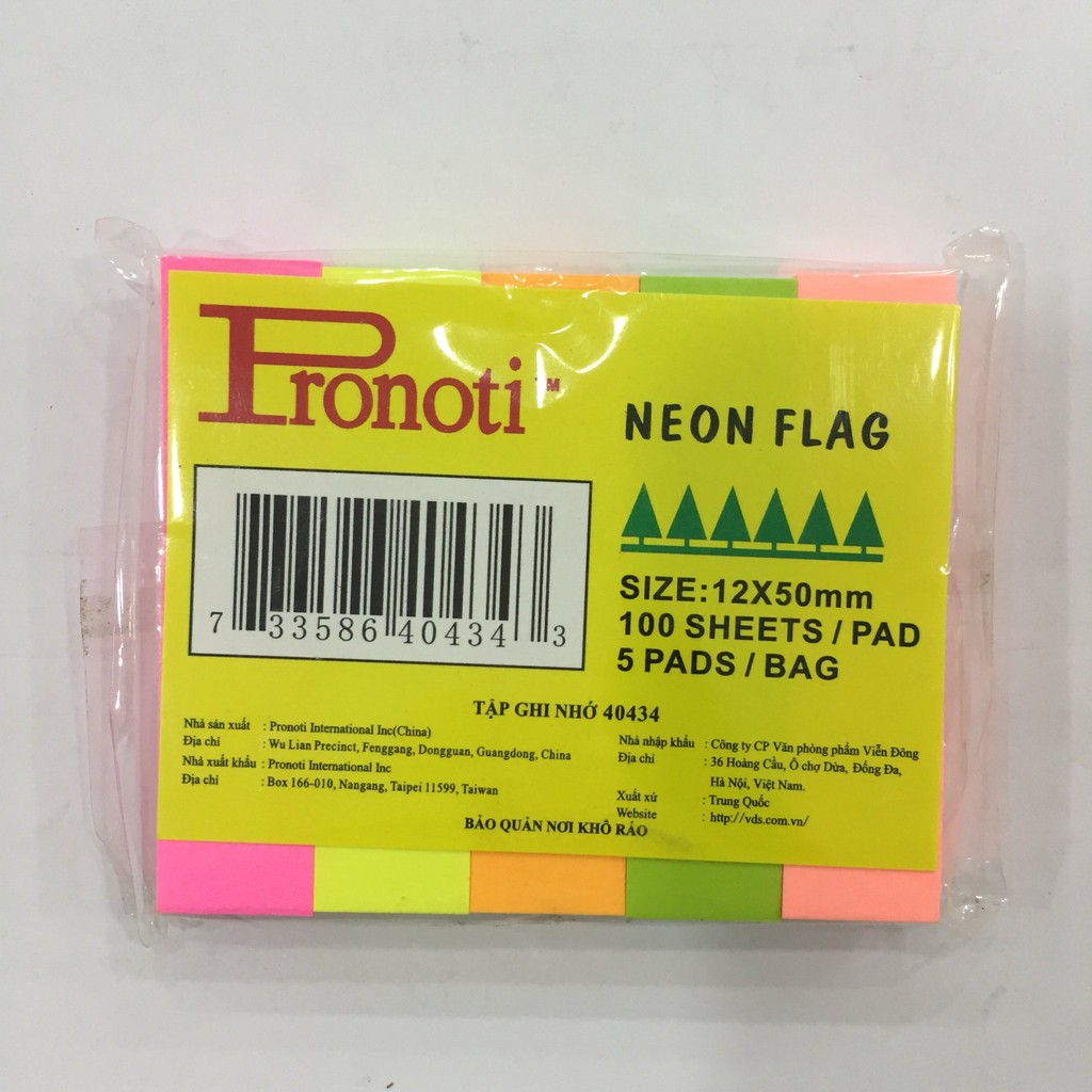 Note giấy - giấy note ghi chú 5 màu pronoti - 1 tệp - 100 tờ