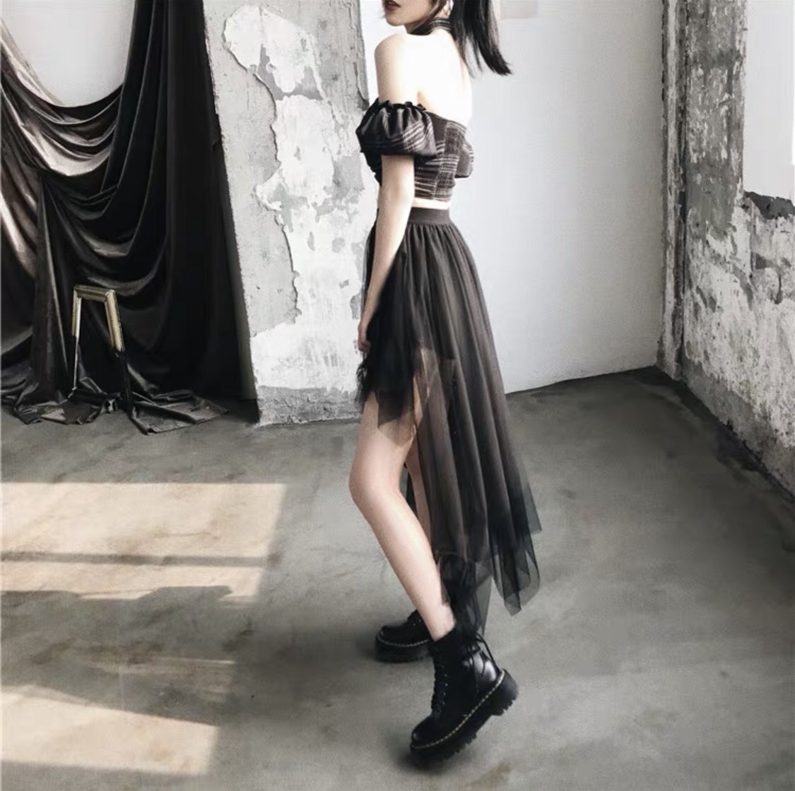 chân váy lưới dáng đuôi tôm siêu hot hit
