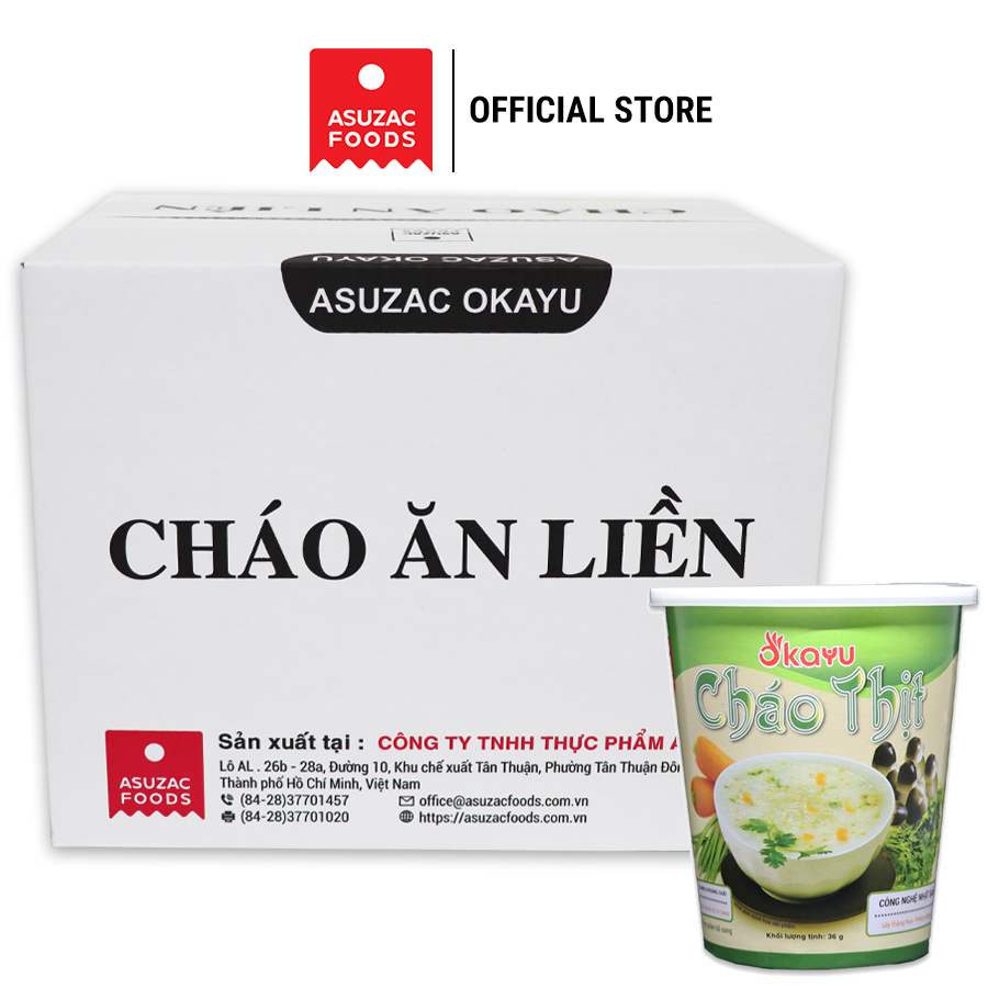 Cháo thịt ăn liền Asuzac thùng 12 ly (36 g x 12 ly)