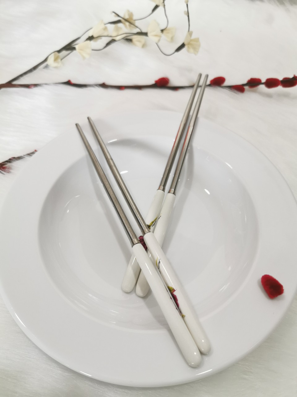 SET 2 BỘ ĐŨA ĂN INOX CÁN SỨ HÀN QUỐC