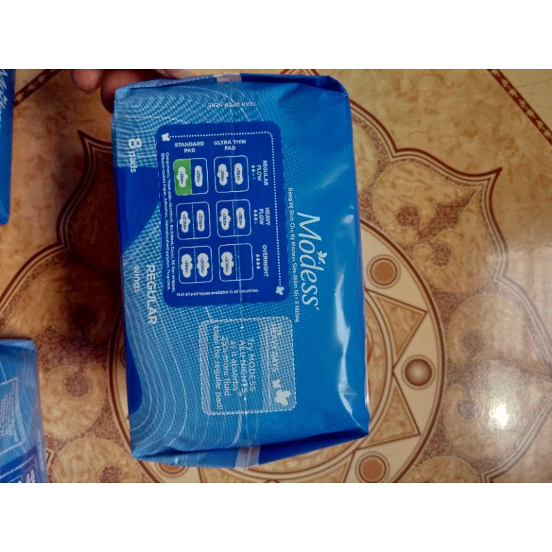 [Combo 6 gói] Băng vệ sinh Modess có cánh 8 miếng/gói