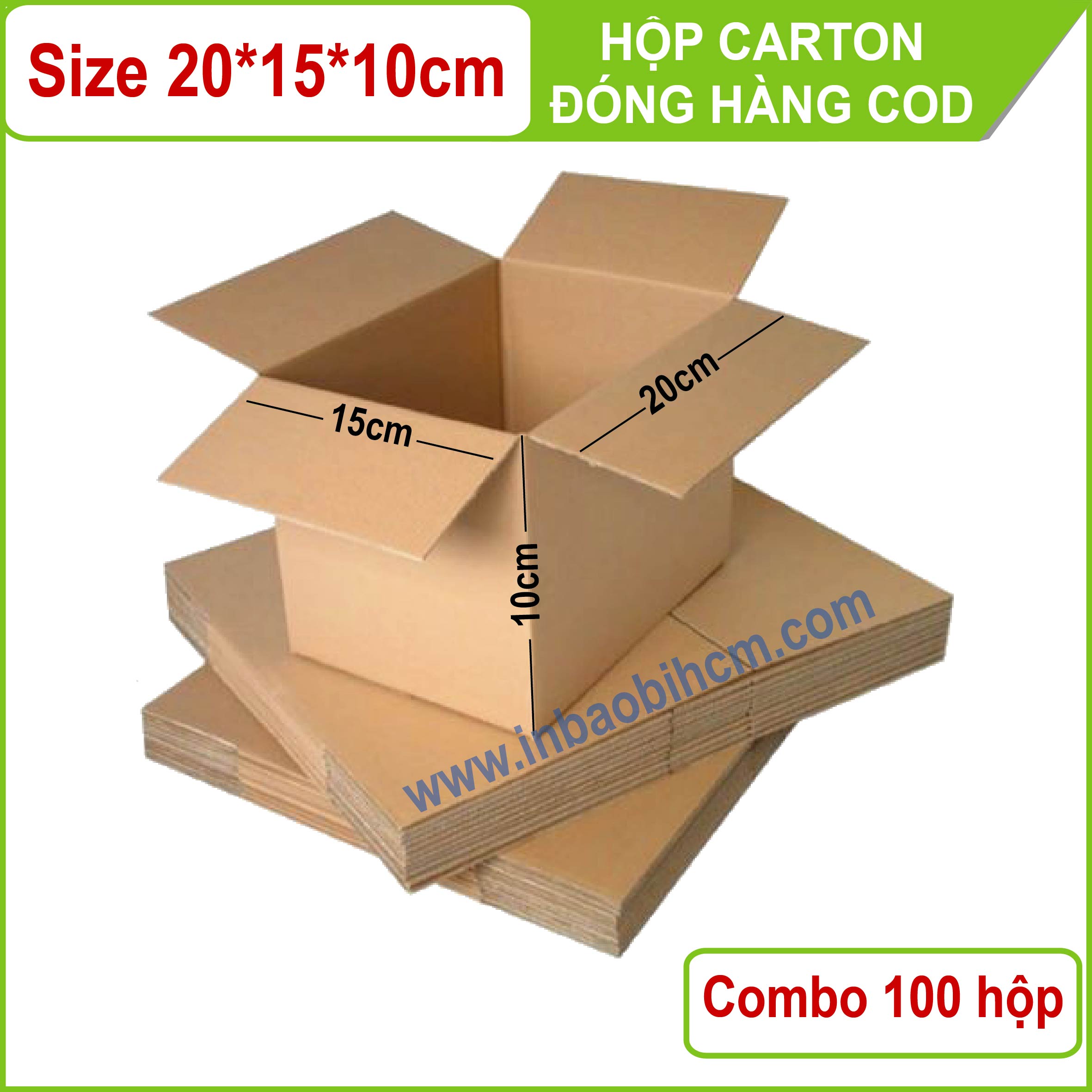 [HCM]100 Hộp Carton đóng hàng COD 20x15x10 cm (InbaobiHCM - Hộp Giấy - Thùng Giấy giá rẻ)