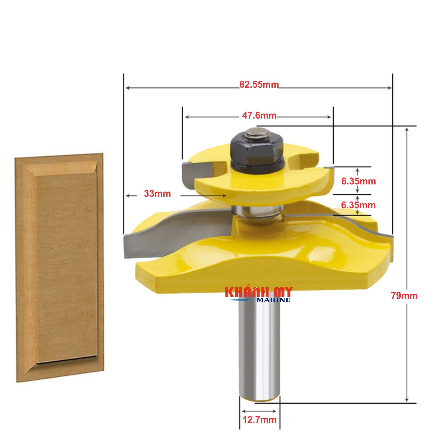 Mũi soi gỗ, mũi phay gỗ cạnh cửa 2 mặt, cốt 12.7mm