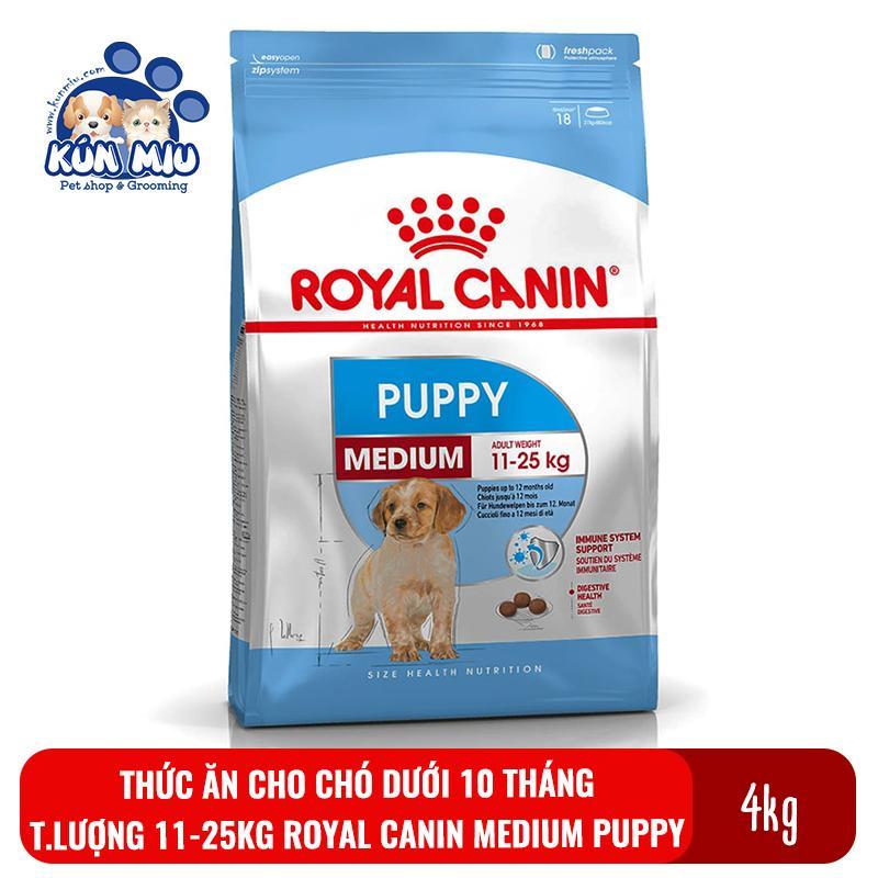 Thức ăn cho chó dưới 10 tháng, khi trưởng thành trọng lượng 11-25kg Royal canin medium puppy 4kg