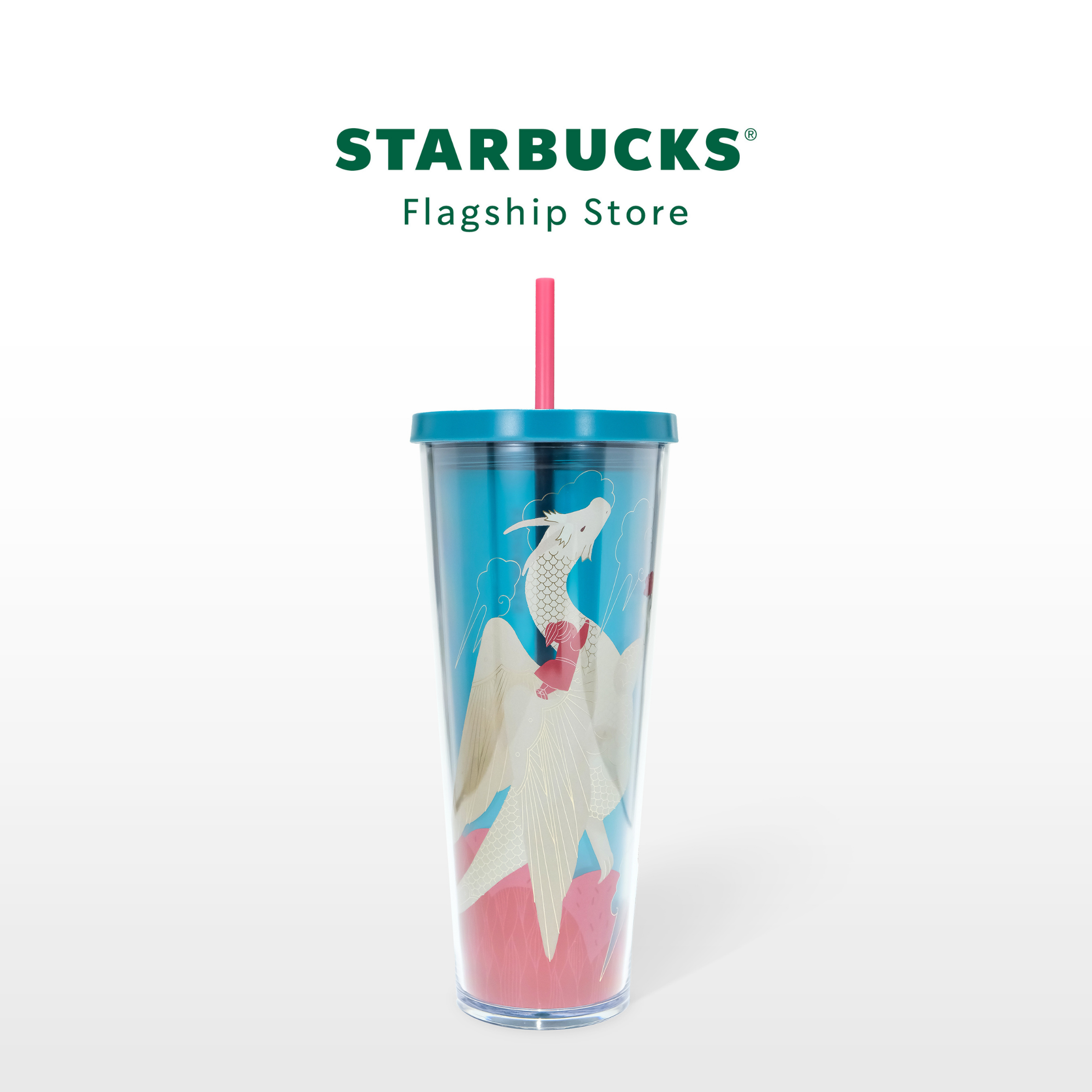 Bình Starbucks Cold Cup 24Oz (710ml) DRAGON ASLEEP IN FLOWER PATCH PINK