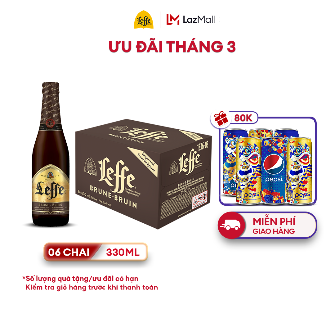 [7-9.7 VC ĐẾN 800K+FS] Thùng 24 Chai Bia Ale Leffe Brune (Leffe Nâu) (330ml/ chai)