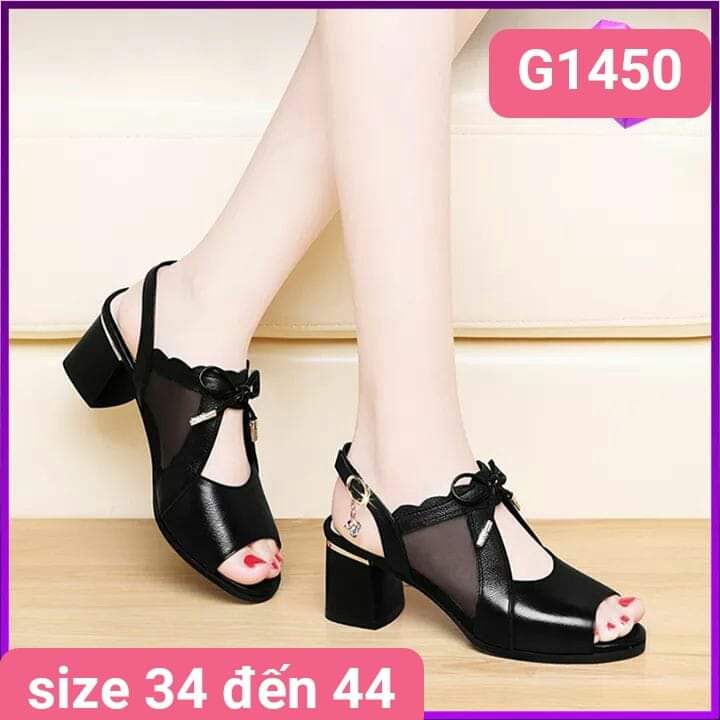 G1450 -  GIÀY ELISA PHỐI LƯỚI HỞ GÓT – MÀU ĐEN