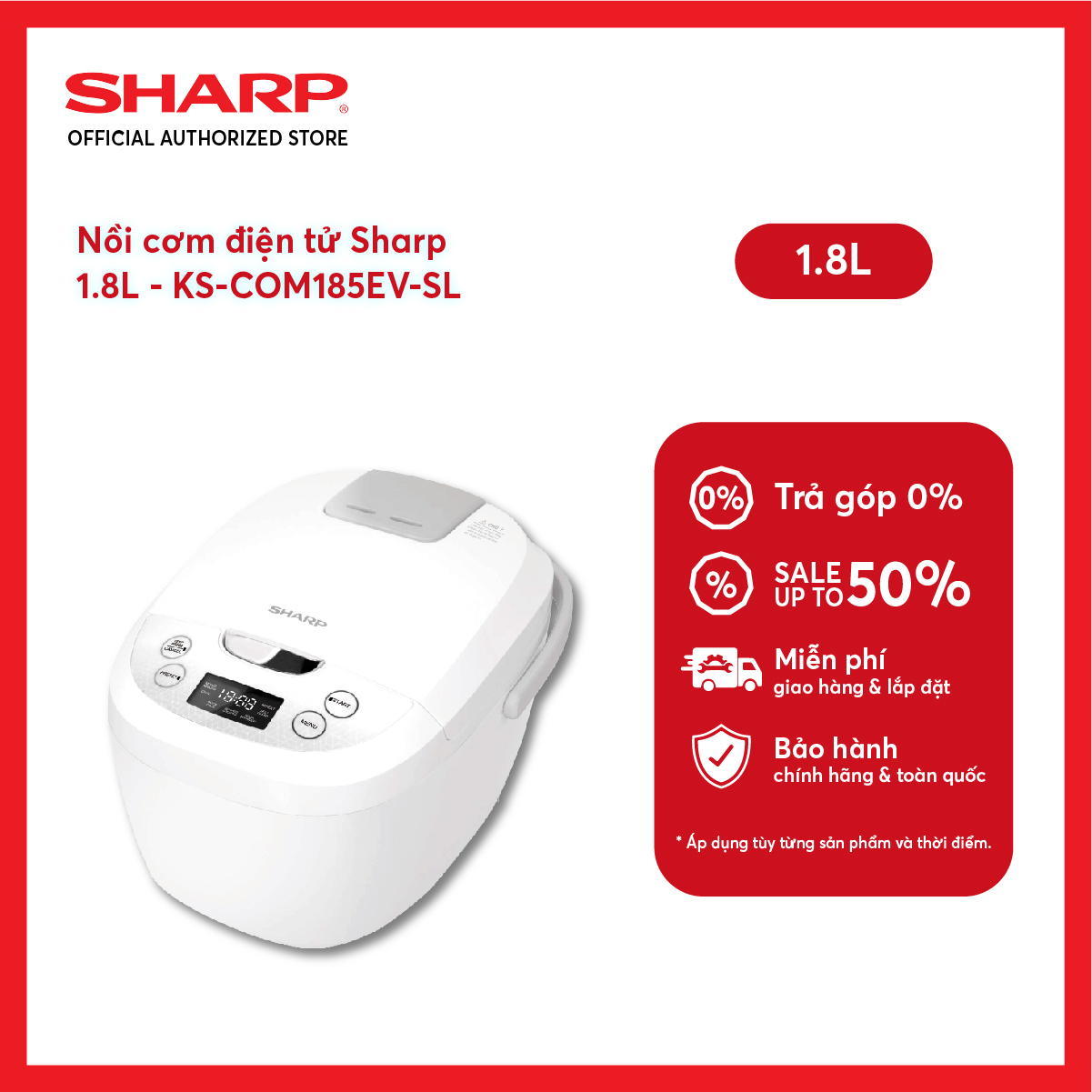 Nồi cơm điện tử Sharp 1.8 lít KS-COM185EV-SL