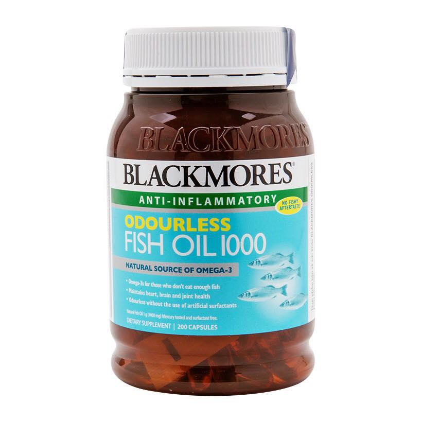 Viên uống dầu cá Blackmores Ordourless Fish Oil 200 viên nhập khẩu