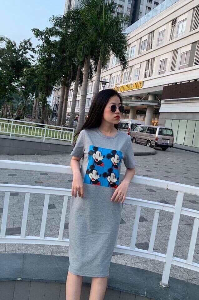 Đầm suông cotton chuột mickey