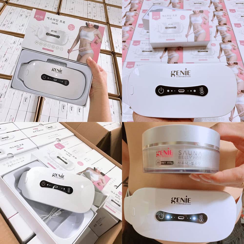 [Hoàn Tiền 8%]Combo Đai Massage Genie + Gel tan mỡ bụng Sauna Belly