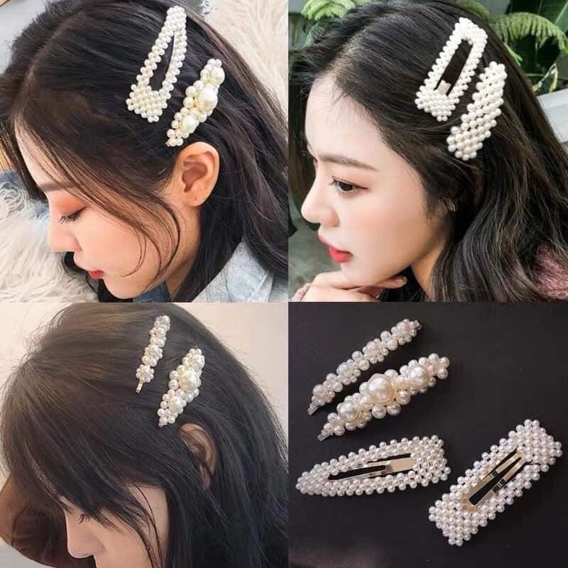 Set kẹp tóc đính đá 4 chi itết mẫu Hàn Quốc