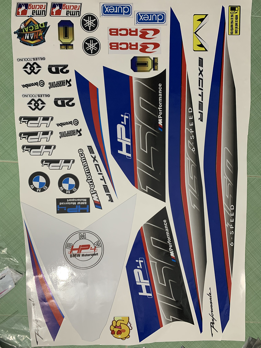 Tem exciter 150 hp4 xanh đen
