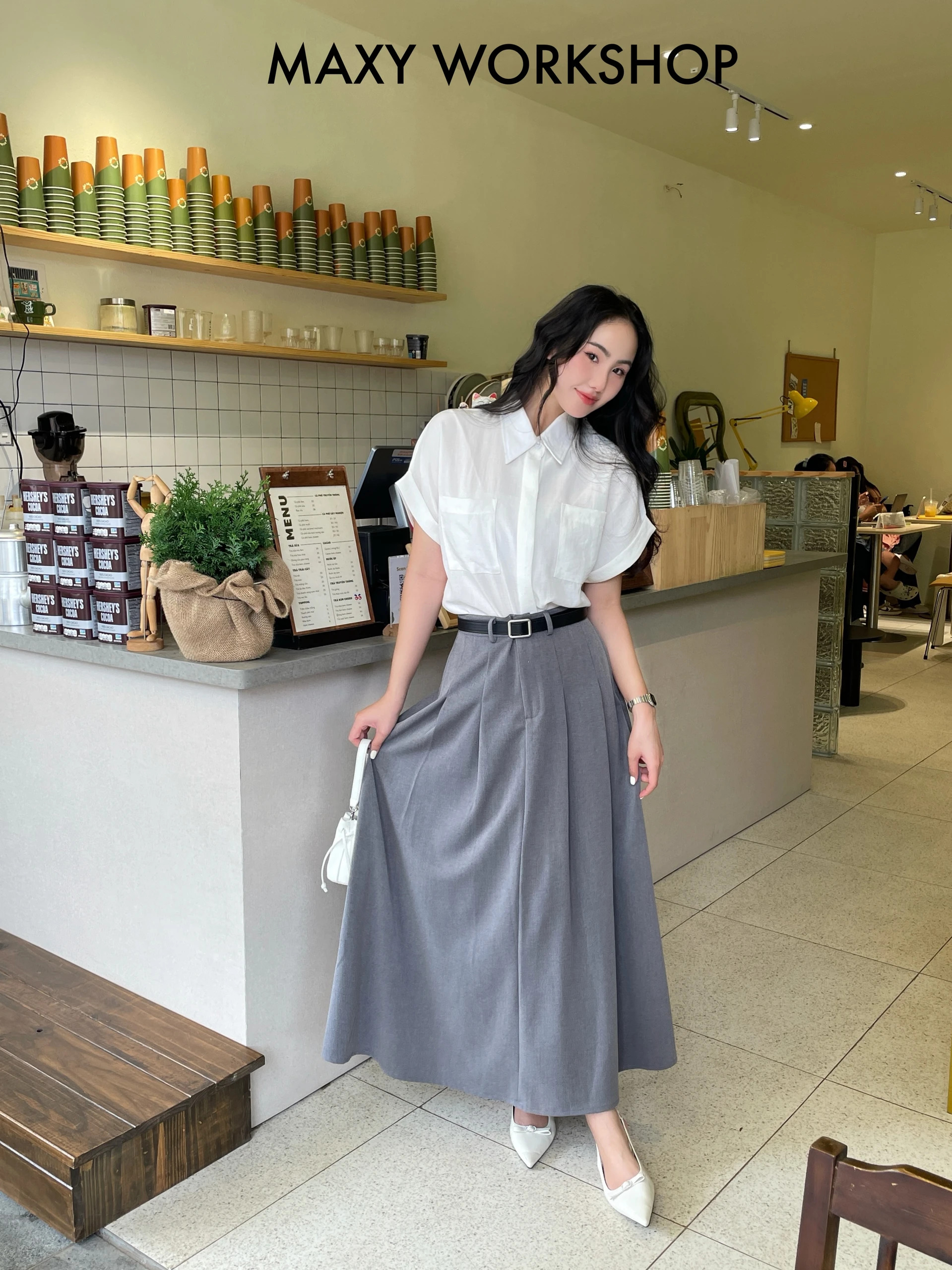 Chân váy dáng xòe xếp ly Long Pleated Skirt Maxy Workshop