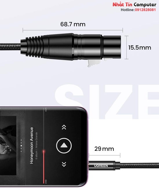 Cáp Micro 3.5mm to XLR âm bọc Nylon dài 1M Ugreen 20763 cao cấp