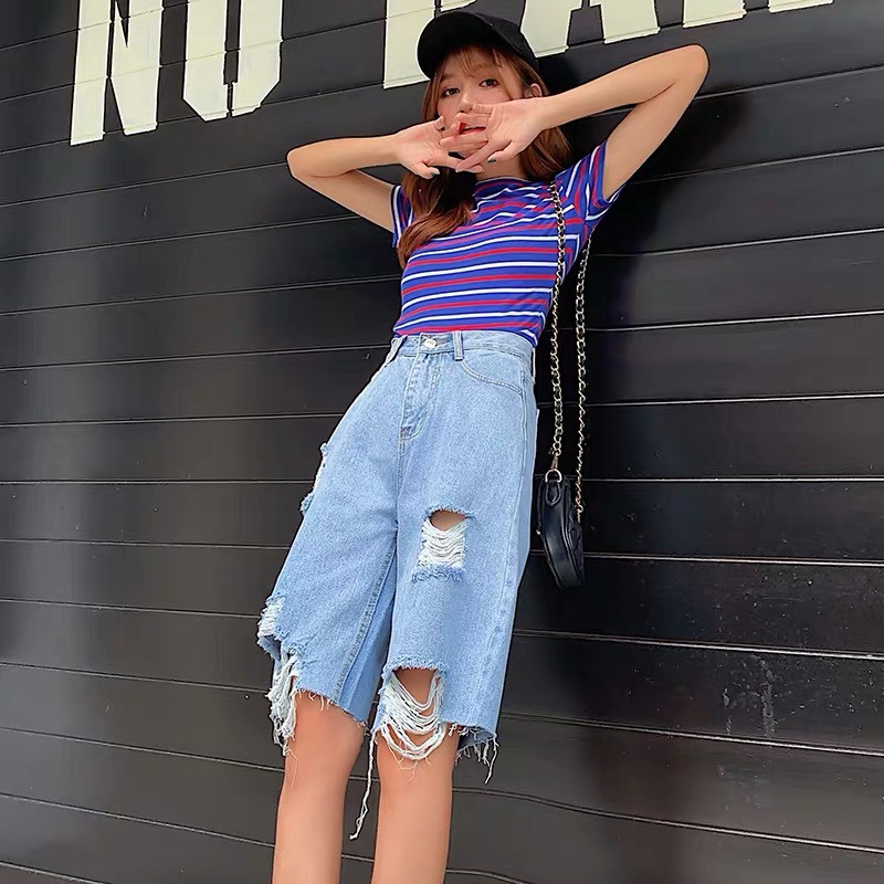 [HCM][40kg~90kg] Quần jean ngố / lửng BIG SIZE lưng cao phom RỘNG đẹp thời trang hot trend 3204 rẻ đẹp - MoliJeans