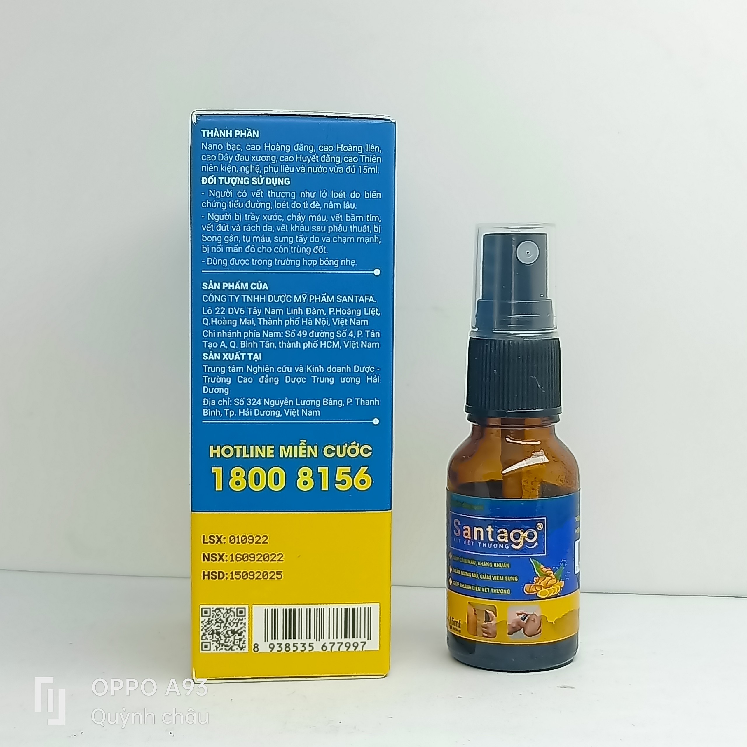 Santago xịt vết thương Nano Bạc