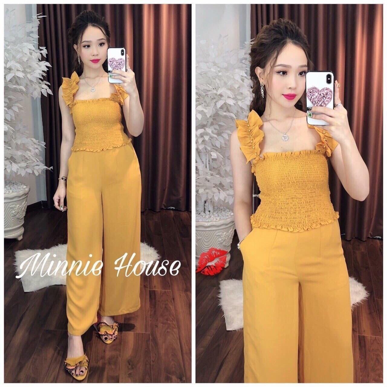 sét bộ đồ ống rộng chất lụa thái dễ thương