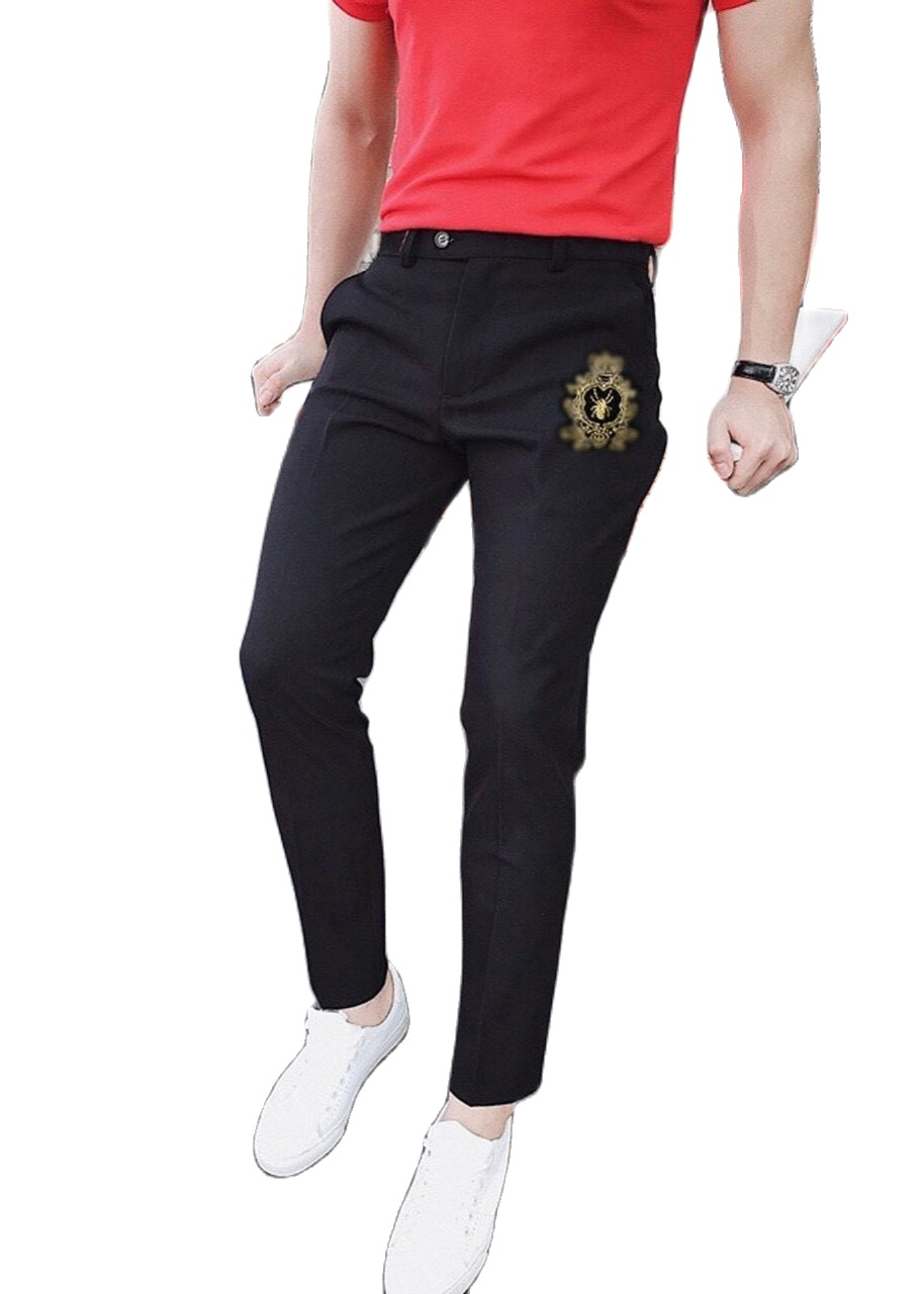 Quần tây âu nam thêu logo dáng ôm co giãn kiểu dáng Hàn Quốc thời trang Cheryshop94 D009