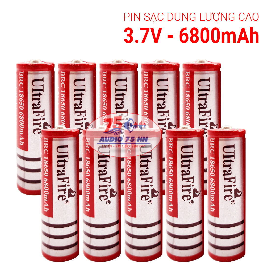 10 viên pin UItra đa năng - Pin 18650 6800mAh 3.7V Ultra Fire dung lượng cao và có thể sạc lại