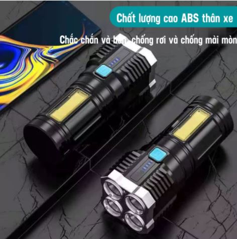 Đèn Pin Siêu Sáng, Đèn Pin Mini Cod Led 4 Chế Độ Sáng Led