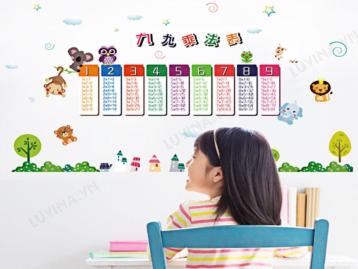 Decal LUVINA trang trí phòng khách, phòng ngủ, phòng ăn, phòng học cho bé- bảng cửu chương HM