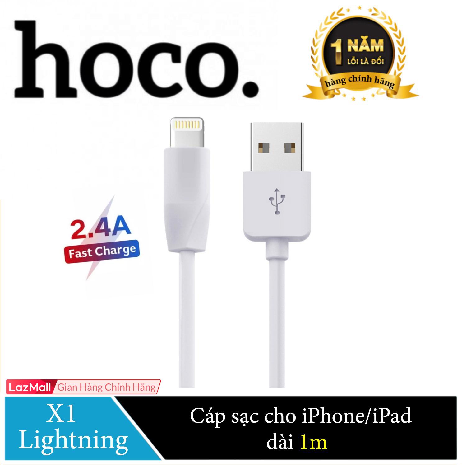 [HCM]Cáp sạc Lightning HOCO X1 cho iPhone/iPad dài 1M dây chống gập bền hệ điều hành ios 10 ios 11 ios 12 trở lên