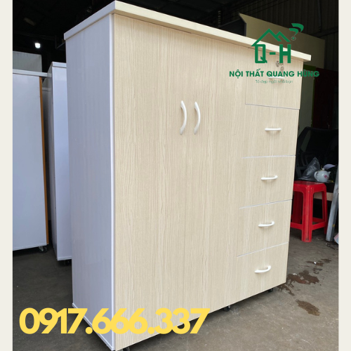 Tủ nhựa 2 cánh 5 hộc màu kem sồi giá rẻ giao hỏa tốc